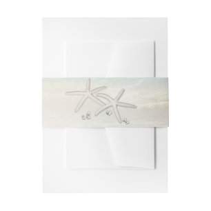 Weiße Seesterne Strand Elegante Sommerhochzeit Einladungsbanderole