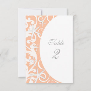 Weiße Seesternkorallen-Strand-Hochzeit-Tischnummer Einladung