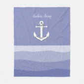 Weiße Segel/Anker weg/blaue Welle Fleecedecke (Vorderseite)