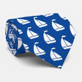 Weiße Segelboote Krawatte (Gerollt)