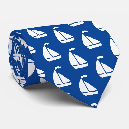 Weiße Segelboote Krawatte (Gerollt)