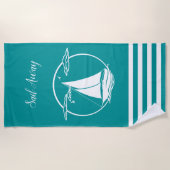 Weiße Segelboote Silhouette/Segel Strandtuch (Vorderseite)