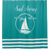 Weiße Segelboote Silhouette/Segel weg Duschvorhang (Vorderseite)
