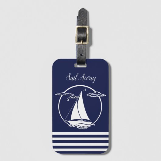 Weiße Segelboote Silhouette/Segel weg Gepäckanhänger (Vorderseite Vertikal)