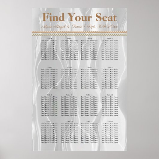 Weiße Seide mit leicht orangefarbenen Perlen Seeka Poster (Vorne)