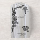 Weiße Seide mit schwarzer Spitze All In One Einladung (Außenbereich)