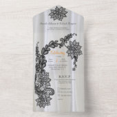 Weiße Seide mit schwarzer Spitze All In One Einladung (Innen Boden)