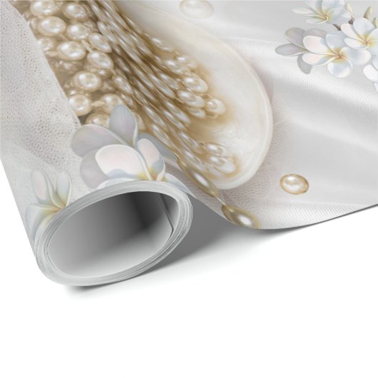 Weiße Seide und Elfenbeinperlen Geschenkpapier (Rolleneckpunkt)