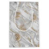 Weiße Seide und Elfenbeinperlen Mittlere Geschenktüte (Vorderseite)