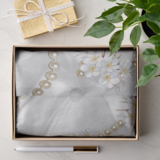 Weiße Seide und Elfenbeinperlen Seidenpapier (Geschenk)