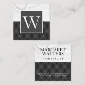 Weiße Seidendraperie | Schwarze Upholsterie Quadratische Visitenkarte (Vorne/Hinten)
