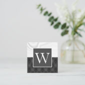 Weiße Seidendraperie | Schwarze Upholsterie Quadratische Visitenkarte (Stehend Vorderseite)