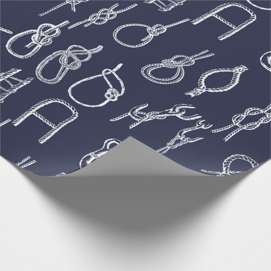 Weiße Seil-nautischknoten u. Marine-Blau Geschenkpapier (Ecke)