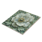 Weiße Seite Grüne Blume Jugendstil Fliese (Seite)