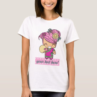 Weiße Shirtschablone Harajuku kawaii kokeshi Puppe T-Shirt