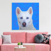 Weiße sibirische Husky-Wrapped Canvas Leinwanddruck (Insitu (Wohnzimmer))