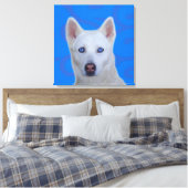 Weiße sibirische Husky-Wrapped Canvas Leinwanddruck (Insitu (Schlafzimmer))