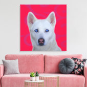 Weiße sibirische Husky-Wrapped Canvas Leinwanddruck (Insitu (Wohnzimmer))