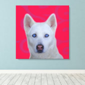 Weiße sibirische Husky-Wrapped Canvas Leinwanddruck (Insitu (Holzboden))