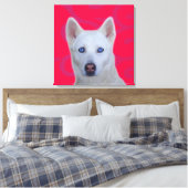 Weiße sibirische Husky-Wrapped Canvas Leinwanddruck (Insitu (Schlafzimmer))