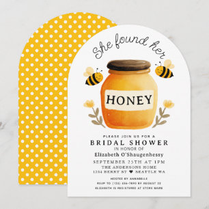 Weiße Sie fand ihren Honig Biene Brautparty Bogen Einladung