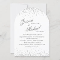 Weiße Silber Glitter Elegante Schrift Bogen Hochze