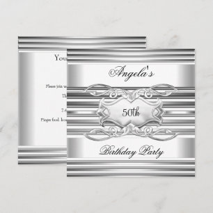 Weiße Silber-Juwel 50. elegante Geburtstagsfeier Einladung