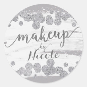 Weiße Silber- und Grau-Sparkle-Punkte Make-up von Runder Aufkleber
