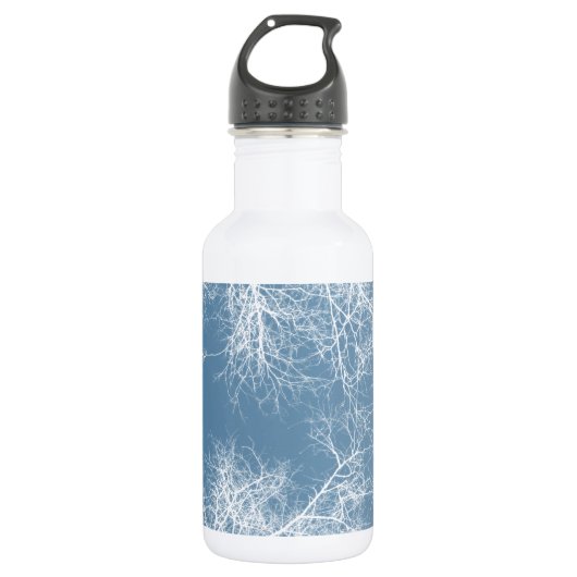 Weiße, silberfarbene Bäume Trinkflasche (Vorderseite)