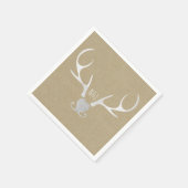 Weiße Silberklee & Braun Rustikale Hochzeit Serviette (Ecke)