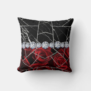Weiße Silbermarmor-Rose-Schwarze Glitzer-Wurfkisse Kissen