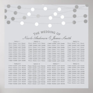 Weiße silberne Lichterketten moderne Hochzeit Sitz Poster