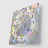 Weiße silberne Metallische Imitate Stone Gem Clock Quadratische Wanduhr (Winkel)