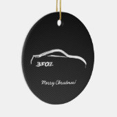 weiße Silhouette 350Z mit Imitat-Kohlenstoff-Faser Keramik Ornament (Rechts)