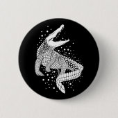 Weiße Silhouette des Tieres - Krokodil Button (Vorderseite)