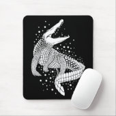 Weiße Silhouette des Tieres - Krokodil Mousepad (Mit Mouse)