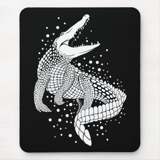 Weiße Silhouette des Tieres - Krokodil Mousepad (Vorne)