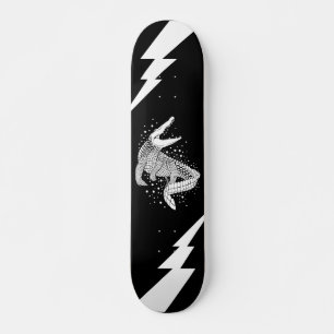 Weiße Silhouette des Tieres - Krokodil Skateboard