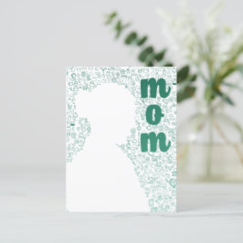 Weiße Silhouette einer Mama Postkarte