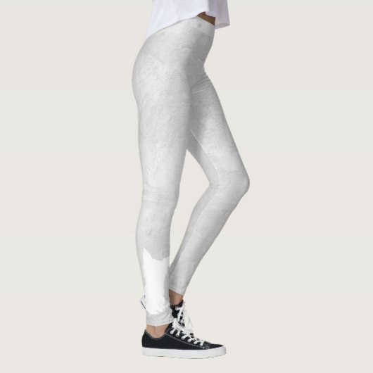 Weiße Silhouette Hund Grau Stucco Leggings (Rechts)