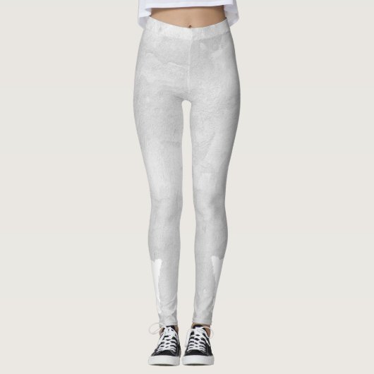 Weiße Silhouette Hund Grau Stucco Leggings (Vorderseite)