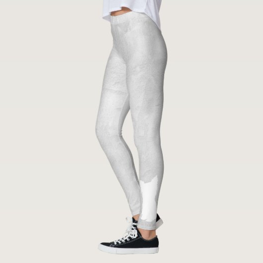 Weiße Silhouette Hund Grau Stucco Leggings (Links)
