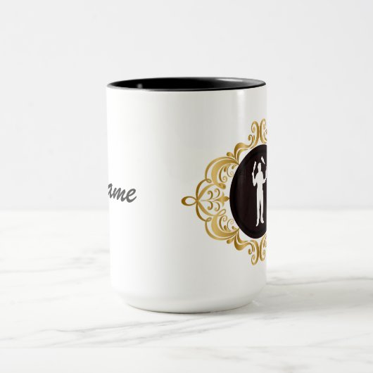 Weiße Silhouette Tasse männlicher Barkeeper mit Na (Zentrum)