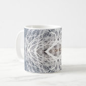 Weiße, silhouettierte Baumstruktur Kaffeetasse (Vorderseite Links)