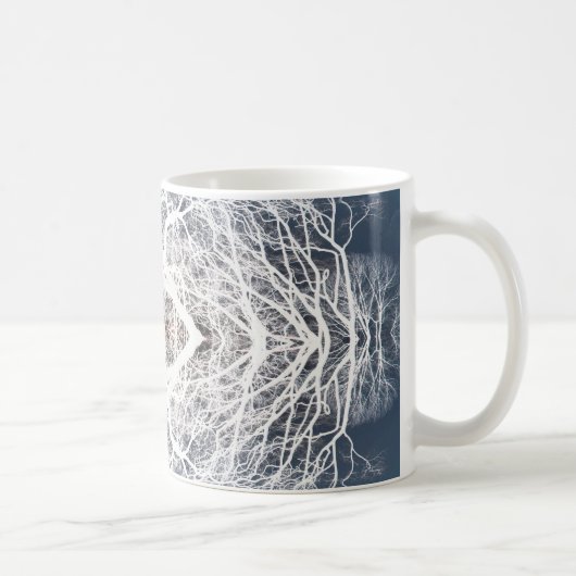 Weiße, silhouettierte Baumstruktur Kaffeetasse (Rechts)
