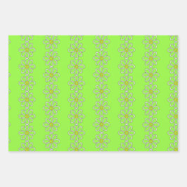 Weiße Sitzkette auf Kalkgrün Geschenkpapier Set