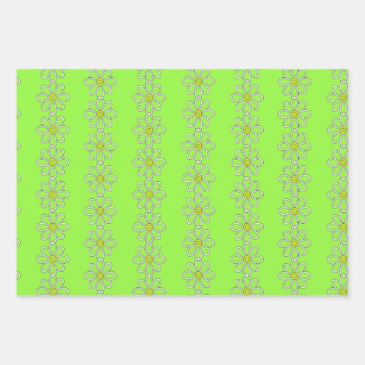 Weiße Sitzkette auf Kalkgrün Geschenkpapier Set (Vorderseite)