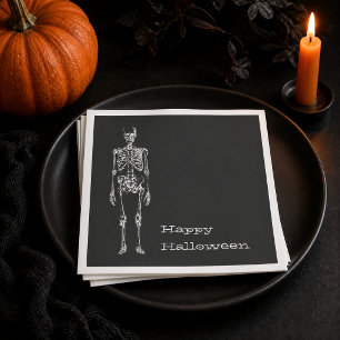 Weiße Skelett-Schwarzer-Geist-Halloween-Party Serviette
