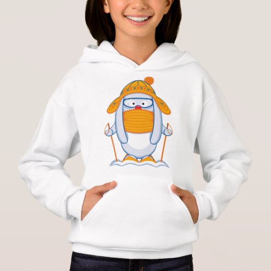 Weiße Skihase Hoodie (Vorderseite)