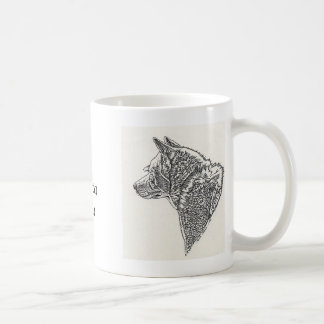 Weiße Skizze-Keramik-Tasse Akitas Inu Kaffeetasse